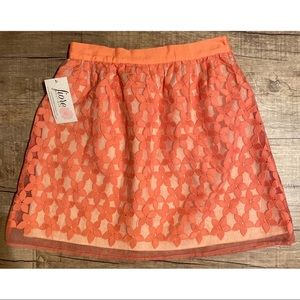 Ellison NWT Lace Lined Mini Orange SZ Medium Skirt